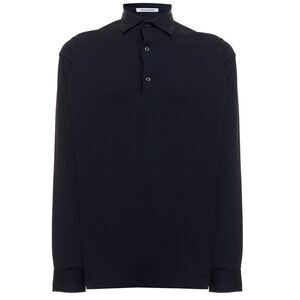 Gaudenzi Men Gaudenzi Man's Cotton Blue Long Sleeved Polo Shirt